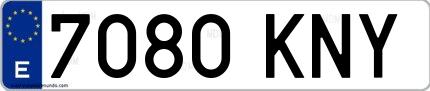 Ejemplo de matrícula española 7080 KNY