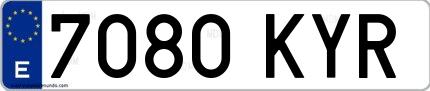 Ejemplo de matrícula española 7080 KYR