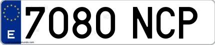 Ejemplo de matrícula española 7080 NCP