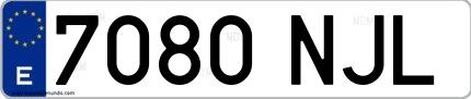 Ejemplo de matrícula española 7080 NJL