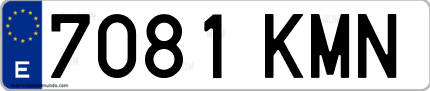 Ejemplo de matrícula de coche ordinaria 7081 KMN