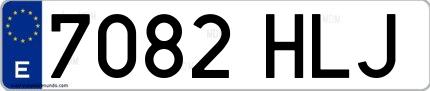 Ejemplo de matrícula española 7082 HLJ