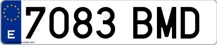 Ejemplo de matrícula española 7083 BMD