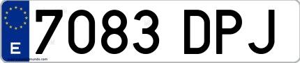 Ejemplo de matrícula española 7083 DPJ