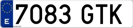 Ejemplo de matrícula española 7083 GTK