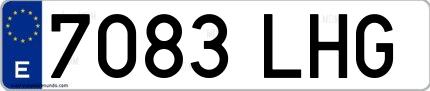 Ejemplo de matrícula española 7083 LHG