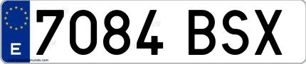 Ejemplo de matrícula española 7084 BSX