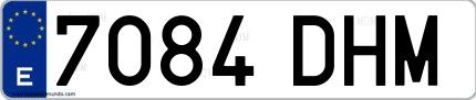 Ejemplo de matrícula española 7084 DHM