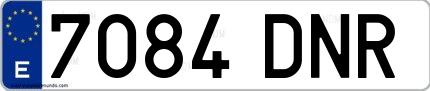 Ejemplo de matrícula española 7084 DNR