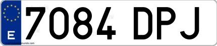 Ejemplo de matrícula española 7084 DPJ