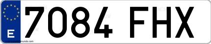 Ejemplo de matrícula española 7084 FHX
