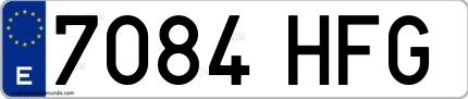 Ejemplo de matrícula española 7084 HFG