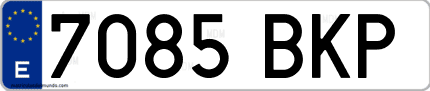 Ejemplo de matrícula de coche ordinaria 7085 BKP