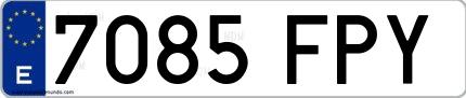 Ejemplo de matrícula española 7085 FPY