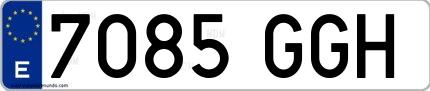 Ejemplo de matrícula española 7085 GGH