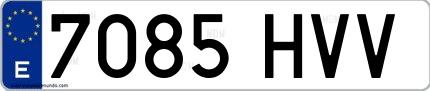 Ejemplo de matrícula española 7085 HVV