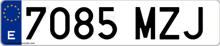 Ejemplo de matrícula de coche ordinaria 7085 MZJ