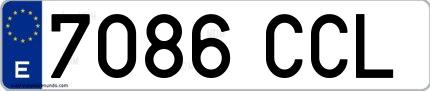 Ejemplo de matrícula española 7086 CCL