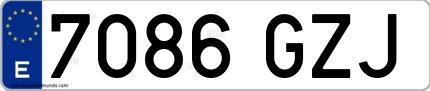 Ejemplo de matrícula española 7086 GZJ