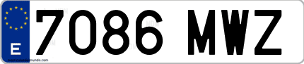Ejemplo de matrícula de coche ordinaria 7086 MWZ