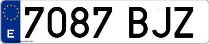 Ejemplo de matrícula española 7087 BJZ