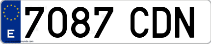 Ejemplo de matrícula de coche ordinaria 7087 CDN