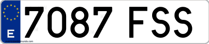 Ejemplo de matrícula de coche ordinaria 7087 FSS