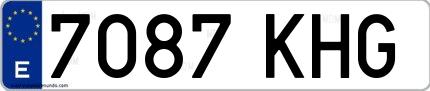 Ejemplo de matrícula española 7087 KHG