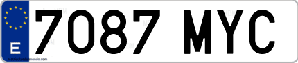 Ejemplo de matrícula de coche ordinaria 7087 MYC