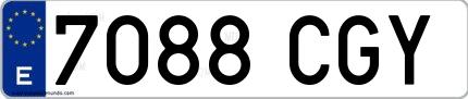 Ejemplo de matrícula española 7088 CGY