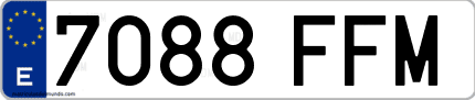 Ejemplo de matrícula de coche ordinaria 7088 FFM