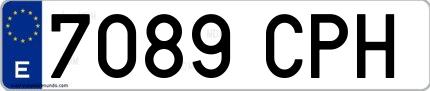 Ejemplo de matrícula española 7089 CPH