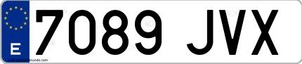 Ejemplo de matrícula española 7089 JVX