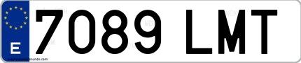 Ejemplo de matrícula española 7089 LMT