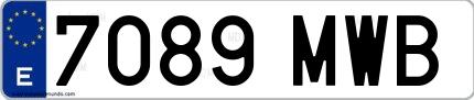Ejemplo de matrícula española 7089 MWB