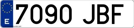 Ejemplo de matrícula española 7090 JBF
