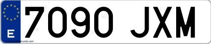 Ejemplo de matrícula española 7090 JXM