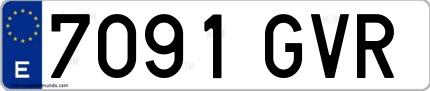 Ejemplo de matrícula española 7091 GVR