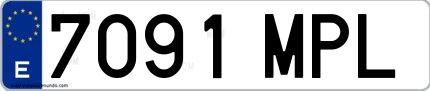 Ejemplo de matrícula española 7091 MPL