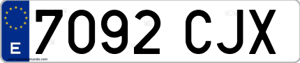 Ejemplo de matrícula de coche ordinaria 7092 CJX