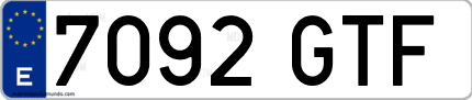 Ejemplo de matrícula de coche ordinaria 7092 GTF