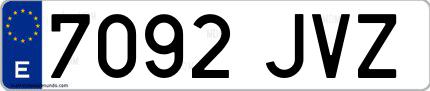 Ejemplo de matrícula española 7092 JVZ
