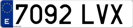 Ejemplo de matrícula española 7092 LVX