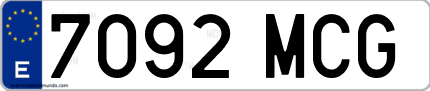 Ejemplo de matrícula de coche ordinaria 7092 MCG