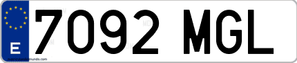 Ejemplo de matrícula de coche ordinaria 7092 MGL