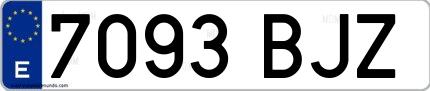 Ejemplo de matrícula española 7093 BJZ