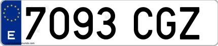 Ejemplo de matrícula española 7093 CGZ