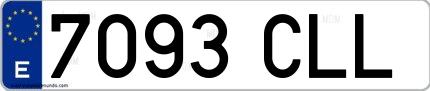 Ejemplo de matrícula española 7093 CLL