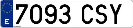 Ejemplo de matrícula española 7093 CSY