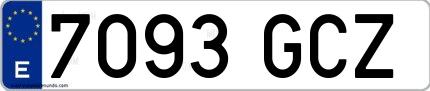 Ejemplo de matrícula española 7093 GCZ